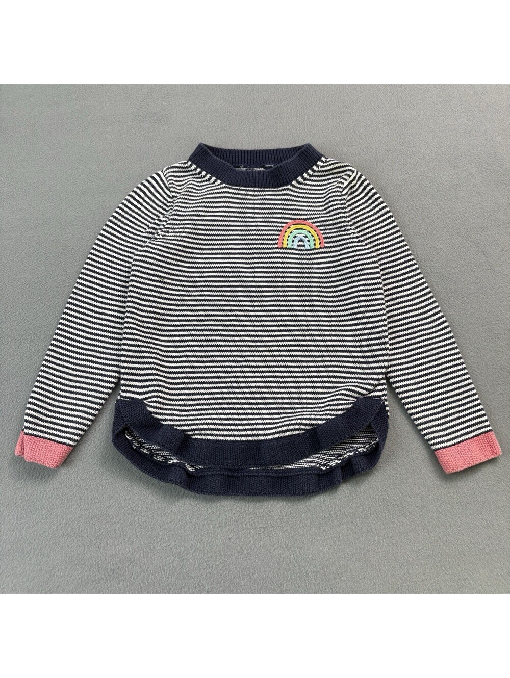 Joules Striped Isabella Curved Hem Knit Top Girls Size 6 Years